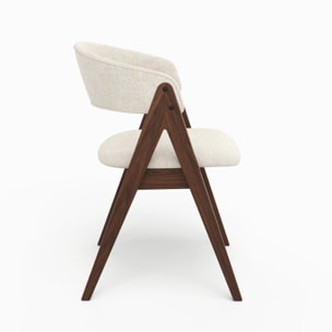 Chaise en bois foncé et tissu beige clair - Isis