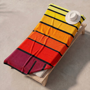 Telo mare in spugna jacquard, 90x165 cm, 100% cotone egiziano, morbido e super assorbente, asciugamano spiaggia grande a righe multicolor, resistente e certificato OEKO-TEX, ideale per mare piscina palestra e viaggio