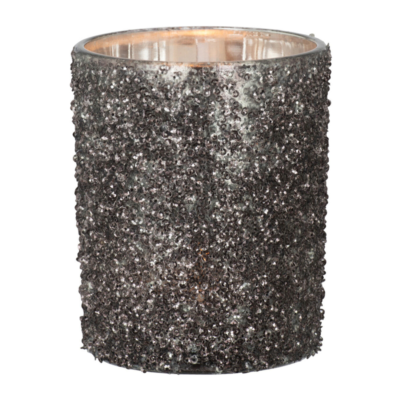 J-Line photophore Paillettes - verre - gris anthracite - large