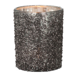 J-Line photophore Paillettes - verre - gris anthracite - large