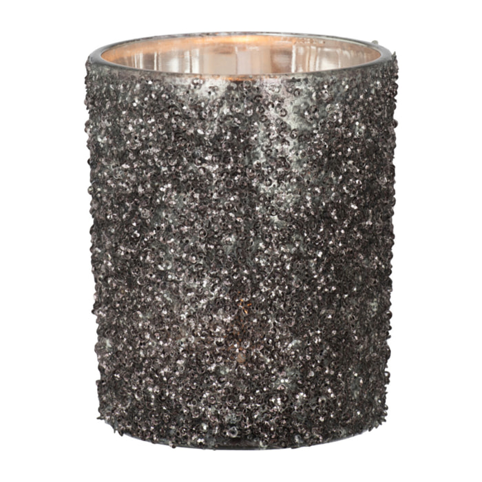 J-Line photophore Paillettes - verre - gris anthracite - large