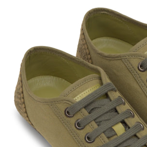 Sneaker Lexi plana en algodón con talonera de yute y cierre de cordones