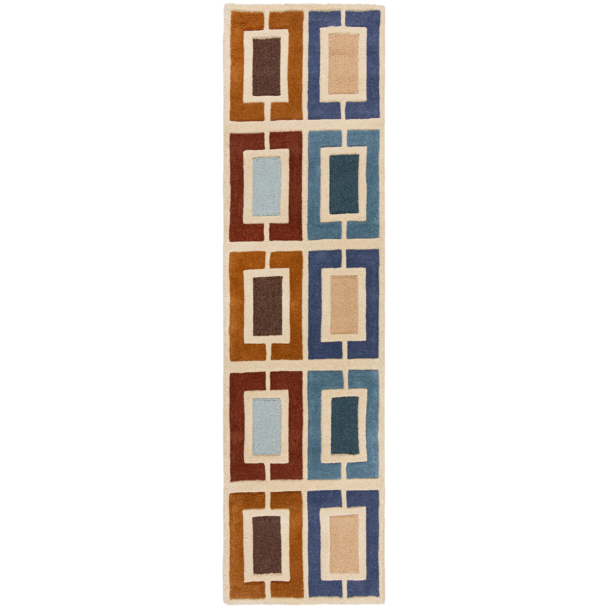 Tapis en laine de couloir BLOCKS RETRO Bleu