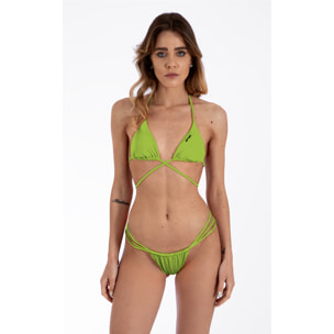 BIKINI CON INCROCIO E DOPPIO CUTOUT-Verde-S