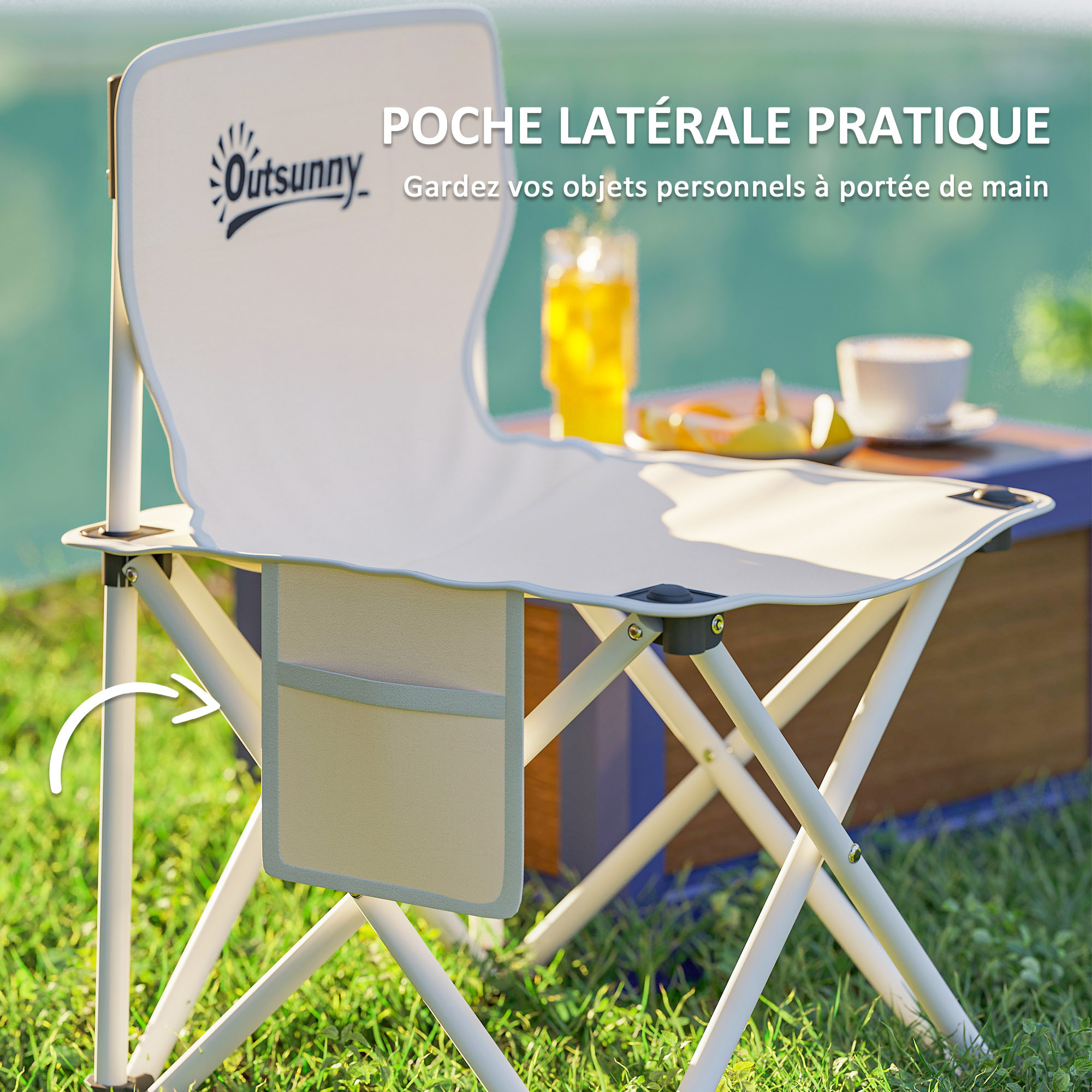 Ensemble table et chaise camping - table pliante camping avec 4 chaises rangements sacs de transport blanc