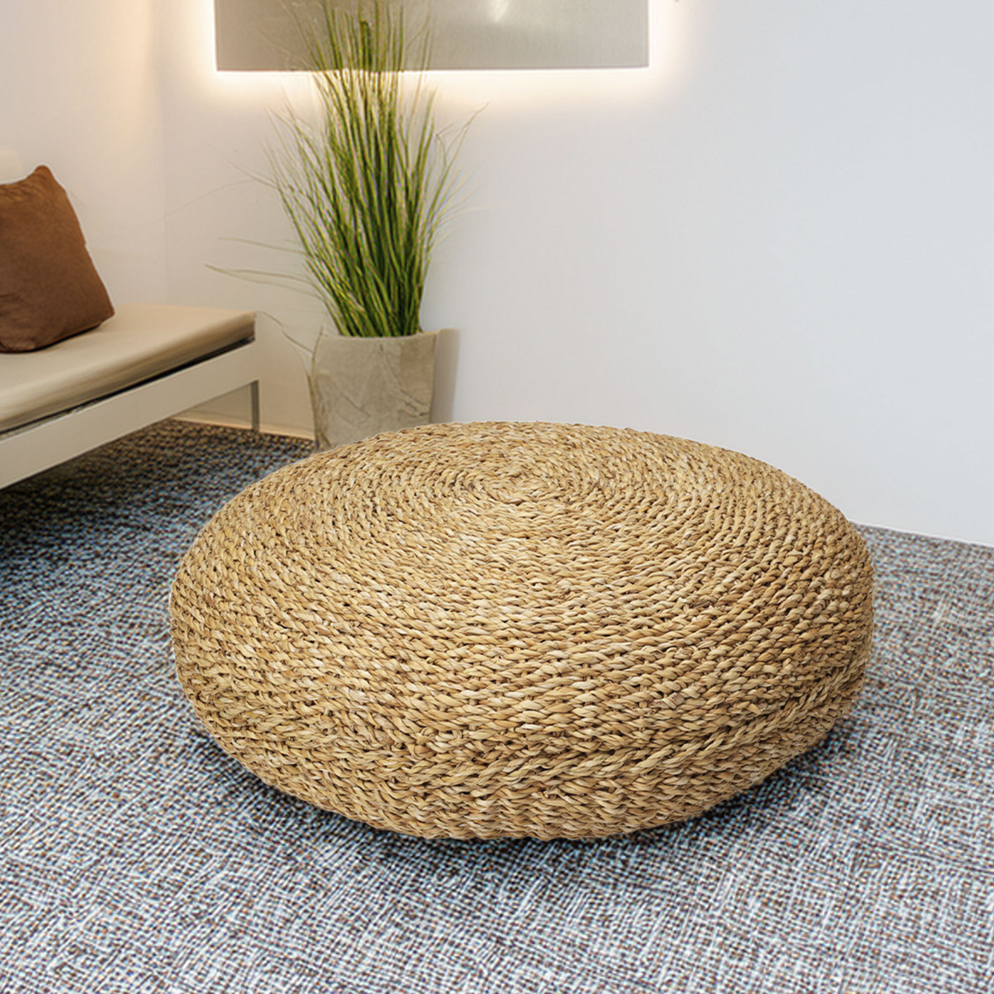 Well home puf redondo de algodón beige ø58x20cm