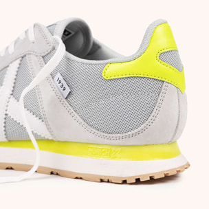 Sneakers de Estilo Retro Running en Serraje y Rejilla Gris y Amarillo MUNICH MASSANA CLASSIC WMN 598