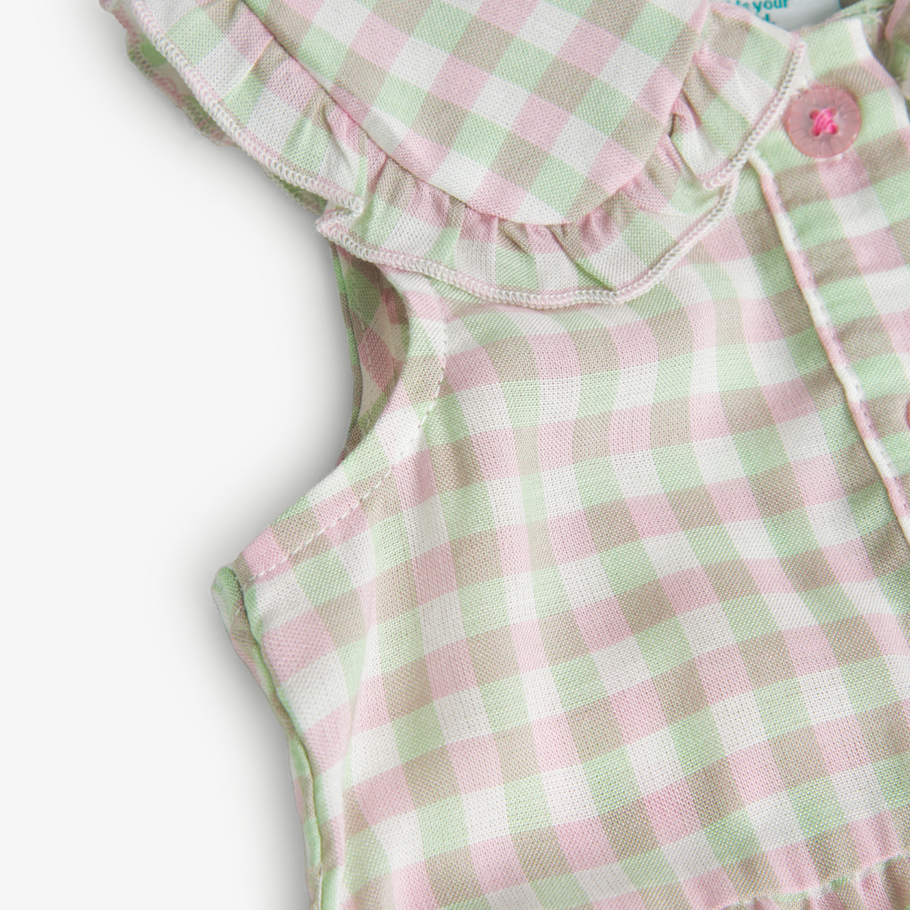 Vestido niÃ±a, viscosa, estampado de cuadros, verde