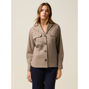 Oltre - Camicia giacca con castoni - Beige