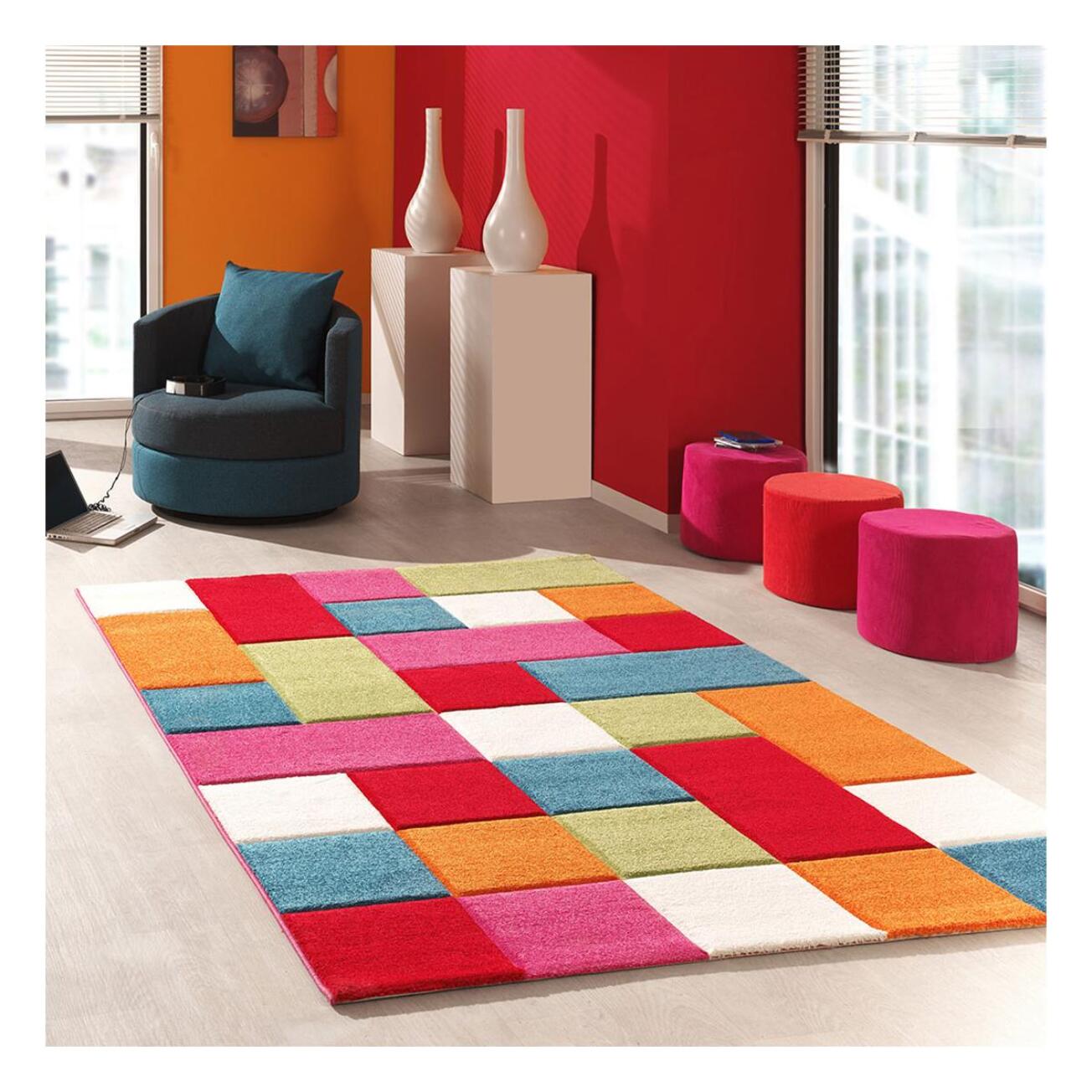 Petit tapis enfant couleur vive et motif géométrique