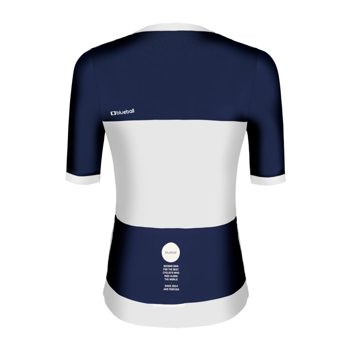 Camiseta ciclista mujer manga corta color azul y blanco
