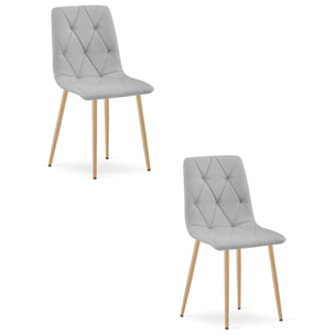 Set di 2 sedie Libra in tessuto grigio chiaro con gambe effetto legno