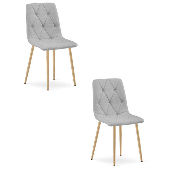 Set di 2 sedie Libra in tessuto grigio chiaro con gambe effetto legno