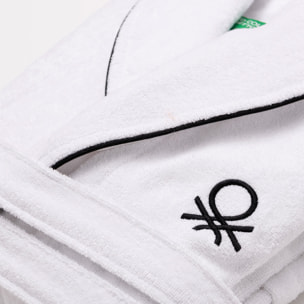 Albornoz s/m 420gsm 100% algodón con logo bordado blanco core benetton