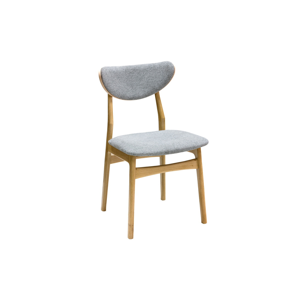 Chaises scandinaves en tissu effet velours texturé gris chiné et bois clair chêne massif (lot de 2) MAYA