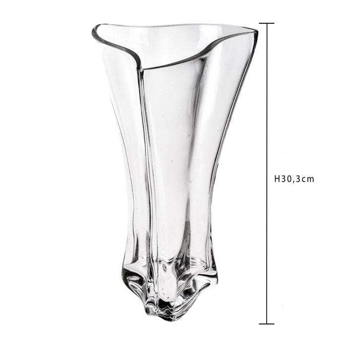 Vaso Smerlato. Altezza 30 Cm - Pezzi 2 - 17,6X30,3X12cm - Colore: Incolore - Bianchi Dino - Vasi E Cont. Vetro, Alzate