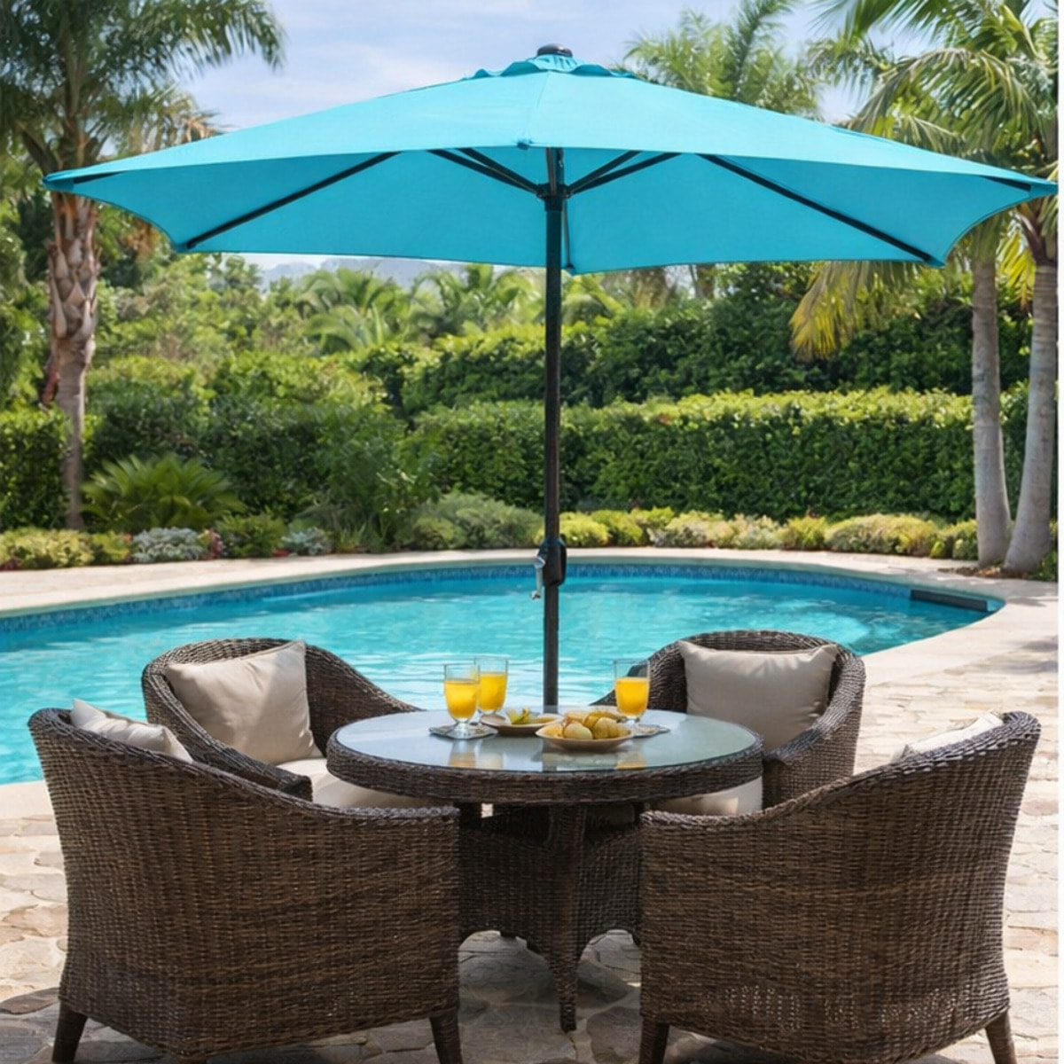 Parasol gris rond 2,94 x 2,94 m PORTO