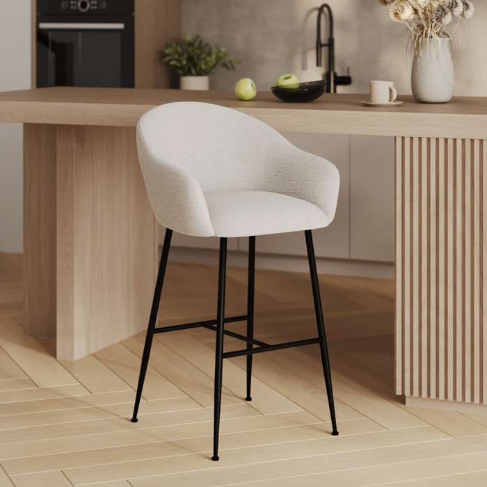 Chaise de bar en tissu blanc chiné 76 cm - Socky