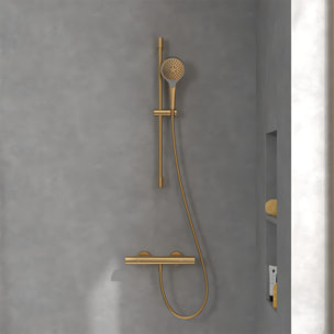 Mitigeur douche thermostatique Universal rond + Ensemble de douche Verve Showers 3 jets Or brossé