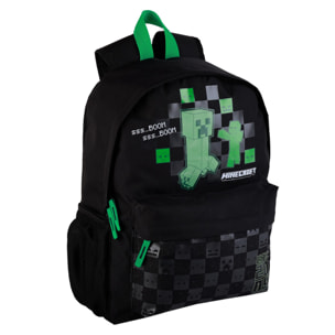 Minecraft Creeper mochila americana, adaptable a carro. Compartimento portalaptop.