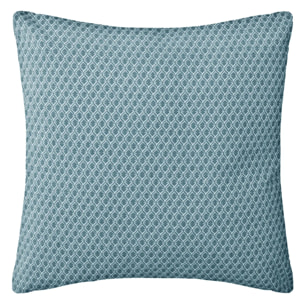 Coussin - motifs otto - coton - bleu canard - 38x38 cm