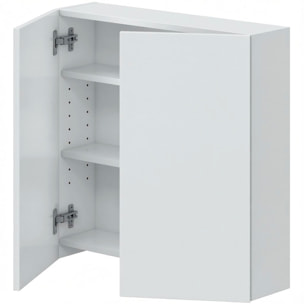 Mobile Pensile Da Bagno Sospeso Con 2 Ante Battenti E Ripiani Interni Armadietto In Melaminico Salvaspazio Per Bagno 60 x 60 x 16 Cm Bianco Lucido