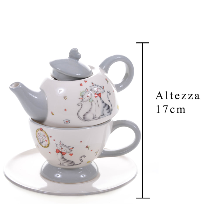 Set Di 3 Pezzi Tea For One - Pezzi 1 - 17,5X17X17,5cm - Colore: Cachi - Bianchi Dino - Cuori, S.Valentino, F. Mamma