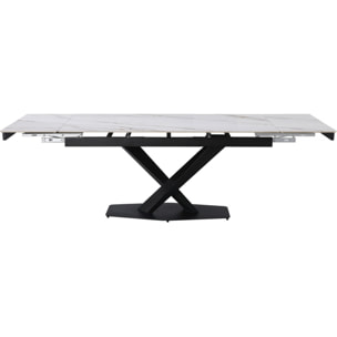 Table à manger extensible en céramique 6 à 10 personnes  "Silence" - Blanc marbré gold