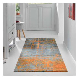 tapis entrée 140x200 tissé orange rectangle motif abstrait RUSTICO