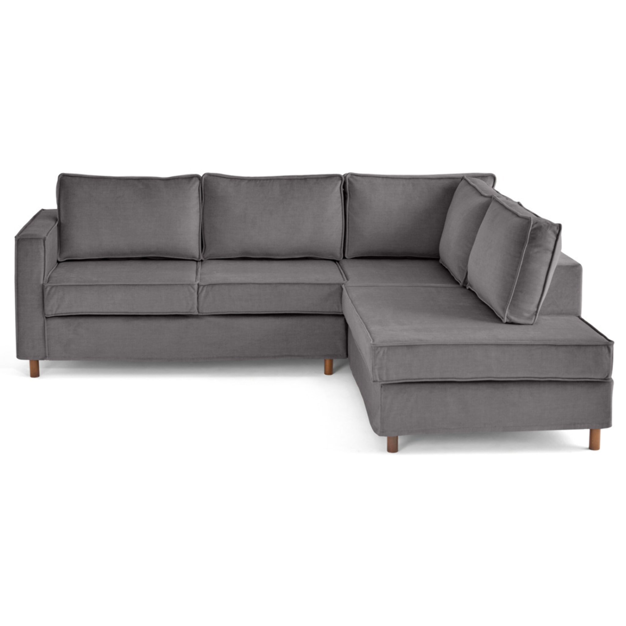 Housse en velours pour canapé déhoussable Jake d'angle droit 5 places - Gris