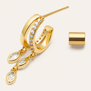 Pendiente Suelto Doble Drip Baño Oro