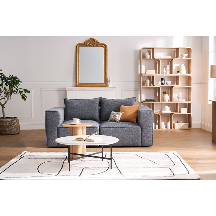 Module d'angle droit pour canapé en tissu chiné gris foncé KERRY