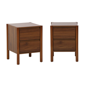 Table de chevet décor bois 2 tiroirs (lot de 2) HARMONY