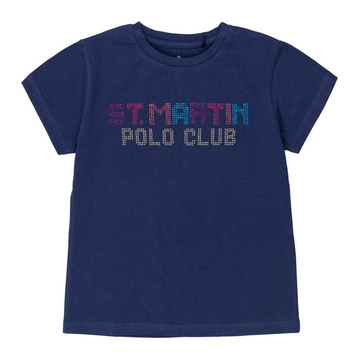 T-shirt jersey con logo borchiato Polo Club St Martin Blu