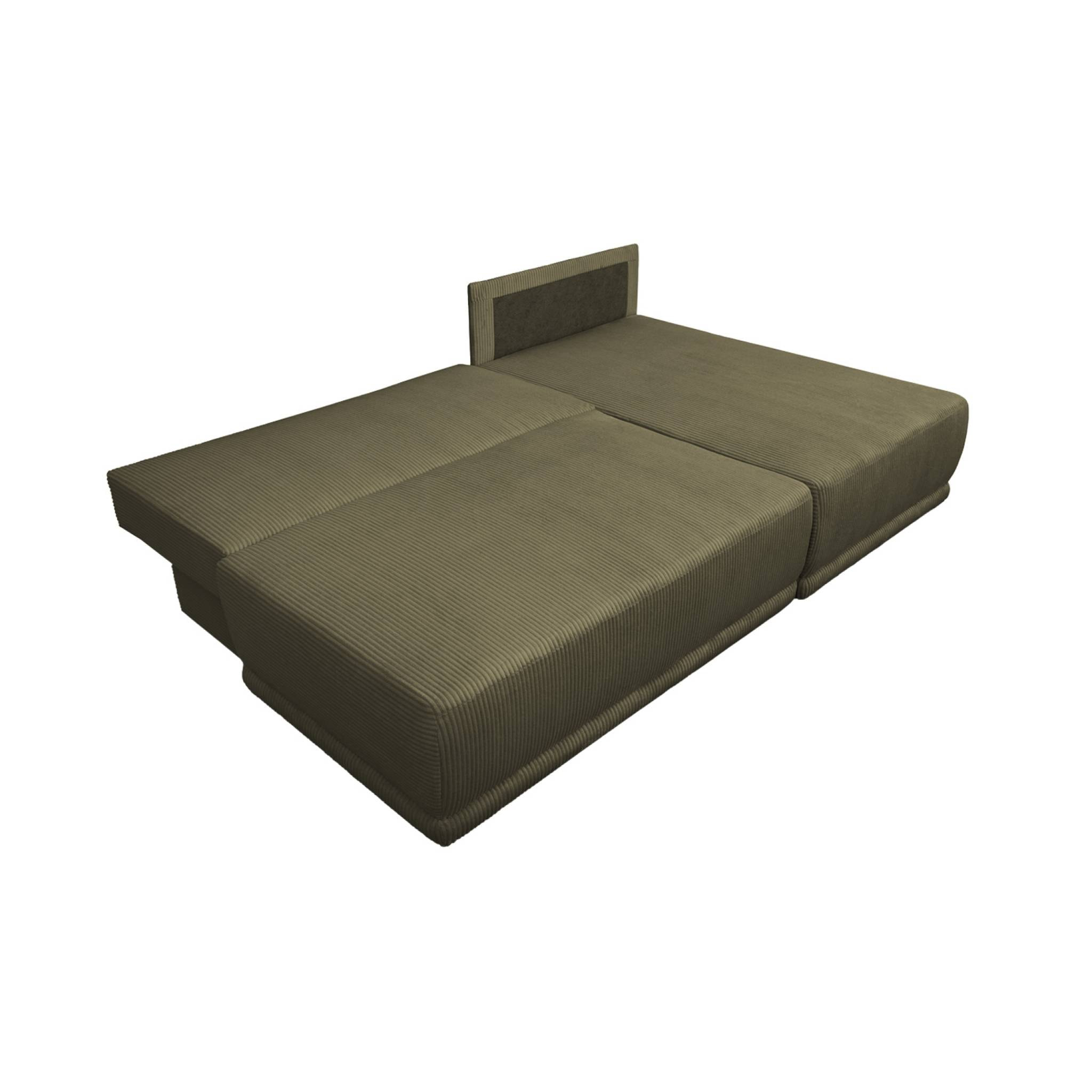 Banquette canapé d'angle droit convertible 3 places velours côtelé avec coffre NELSON