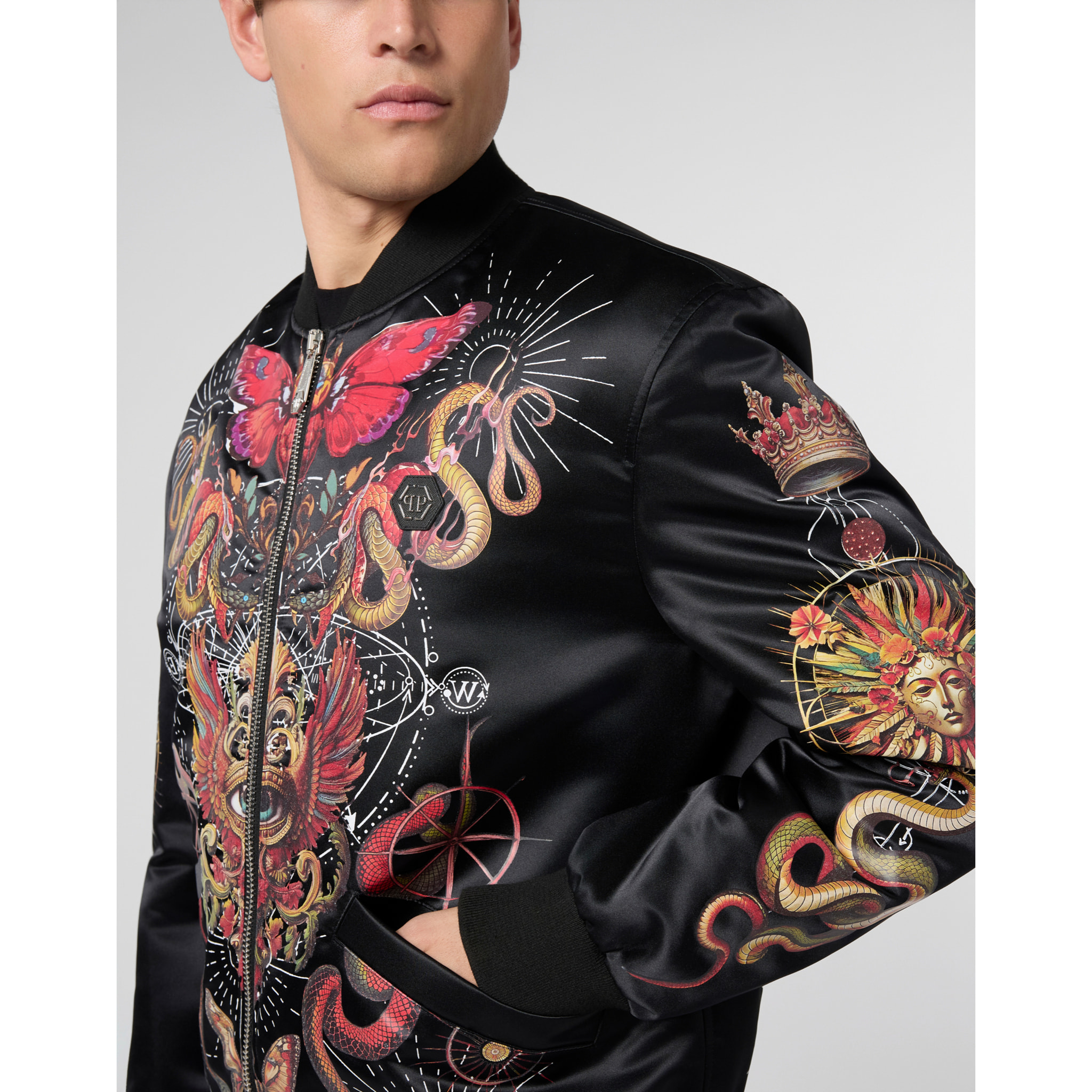 PHILIPP PLEIN Printed Nylon Bomber Tattoo