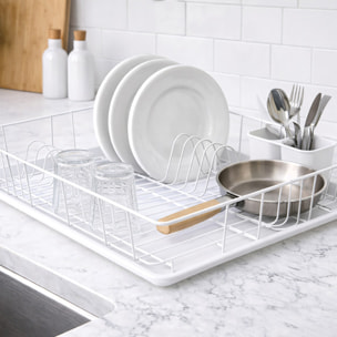 Egouttoir à vaisselle SAKURA avec plateau an Acier Chromé Blanc MSV