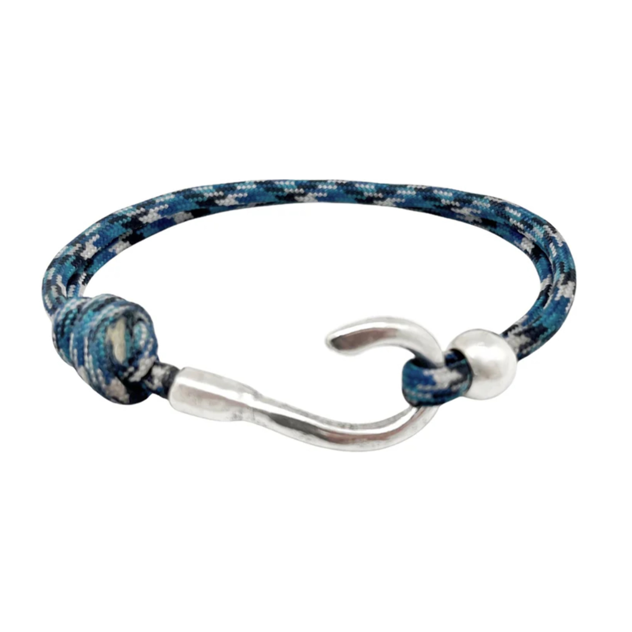 Pulsera garfio paracord en azul y plata