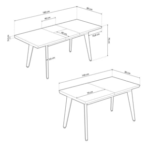 Mesa de comedor extensible Kay Roble salvaje