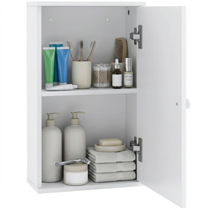 Armario de Baño de Pared, Mueble de Baño Colgar, Puerta con Cierre Suave, Estante Ajustable, para Cocina, Lavadero, 30x14x50 cm, Blanco