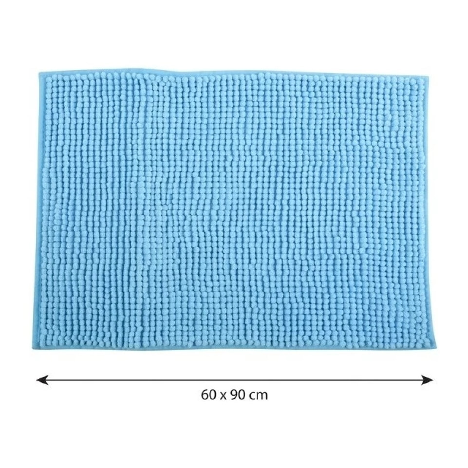 Tapis de bain Microfibre CHENILLE Bleu Ciel MSV