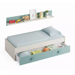 Cama doble juvenil Yuki Blanco Alpes - Verde Acqua