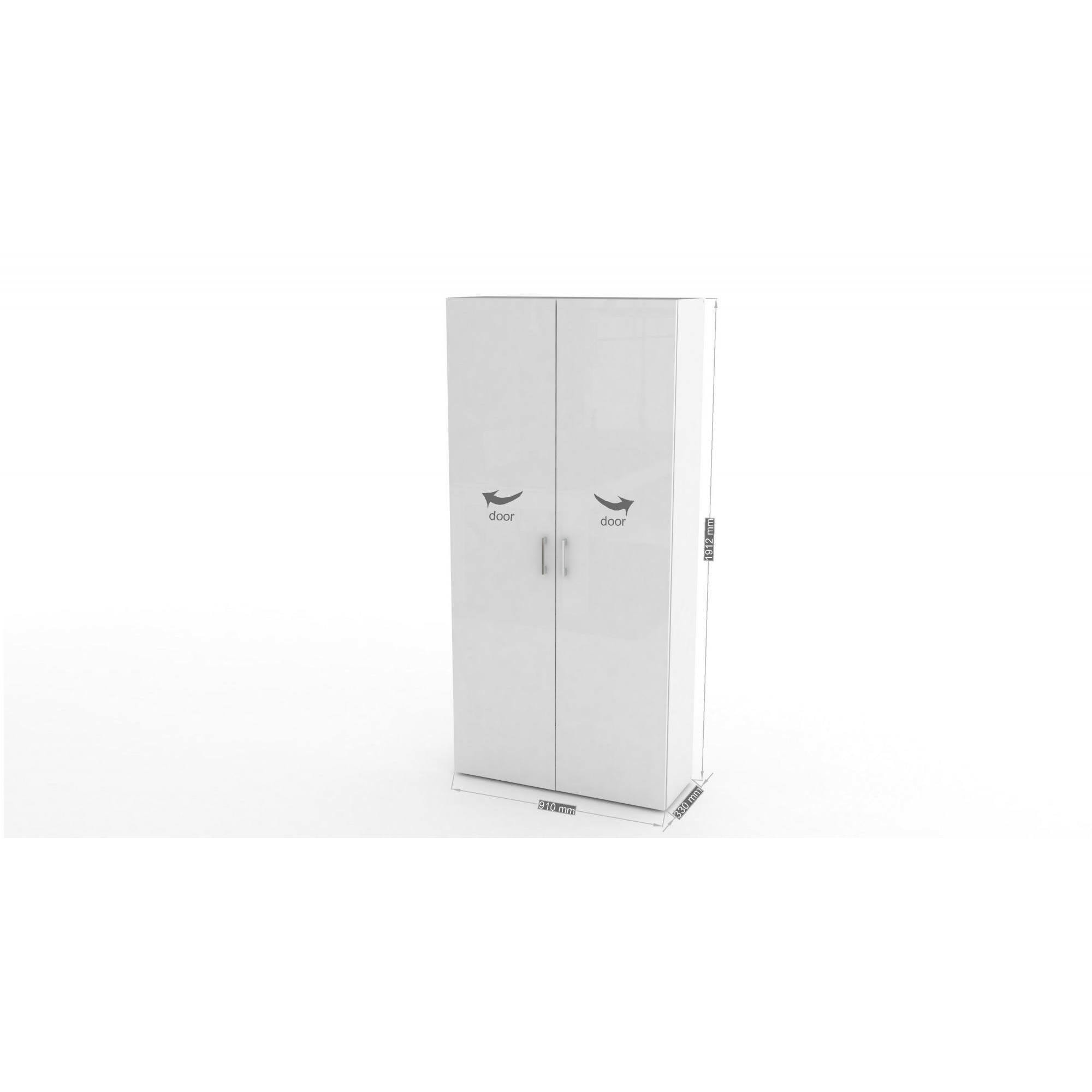 Scarpiera Actra, Mobile multiuso a 2 ante e scaffali interni, Portascarpe da ingresso, 100% Made in Italy, cm 91x33h190, Bianco lucido