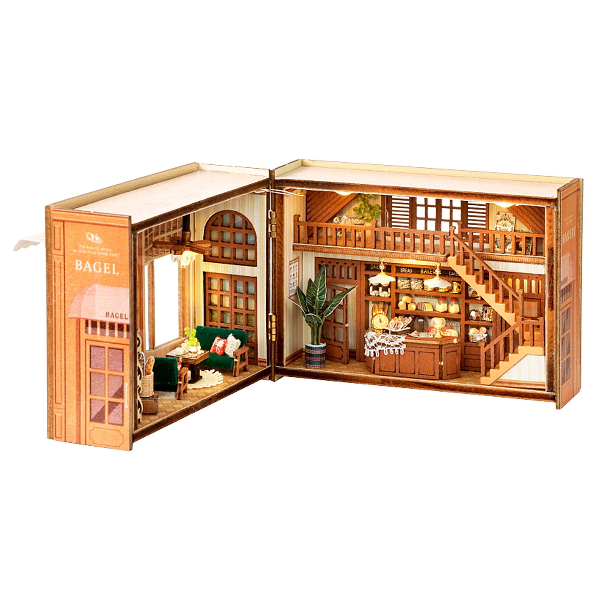 Colección Cubo fantástico, Tiempo de bagel. Maqueta plegable 3D realista con gran detalle y luces led.