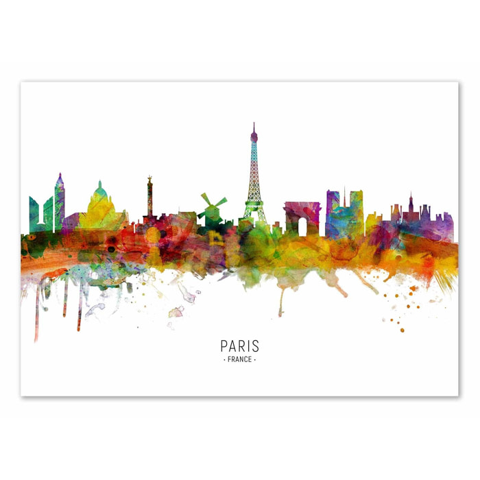 Affiche - Paris France Skyline (Colored Version) - Michael Tompsett