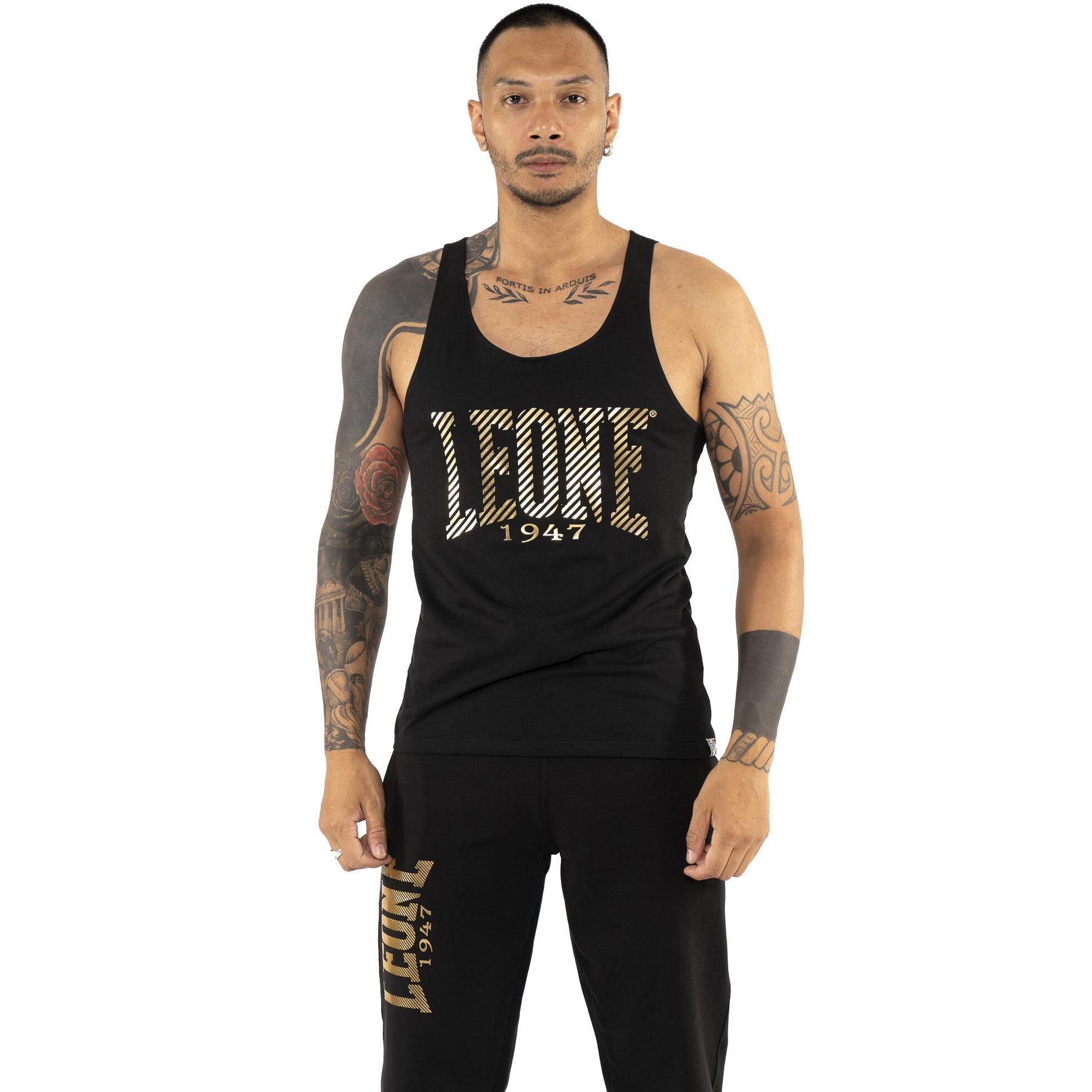 Camiseta de tirantes de hombre Leone Stripe Gold de algodón elástico