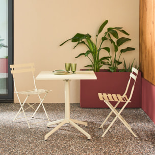 Table de jardin bistrot pliante métal + 2 assises EMILIA + CHIARA