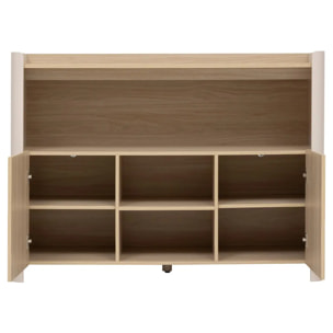 Buffet 2 portes Roundy blanc ivoire et bois