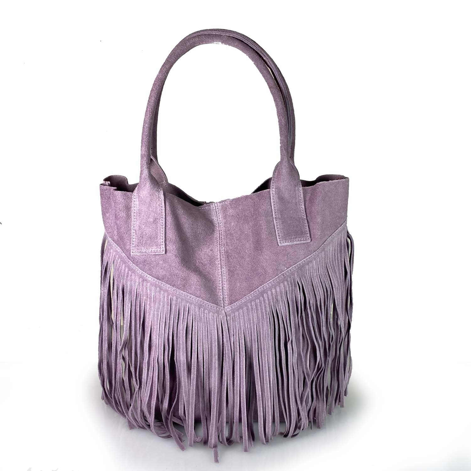 Borse Donna colore Viola-in pelle Made in Italy 36x45x19cm