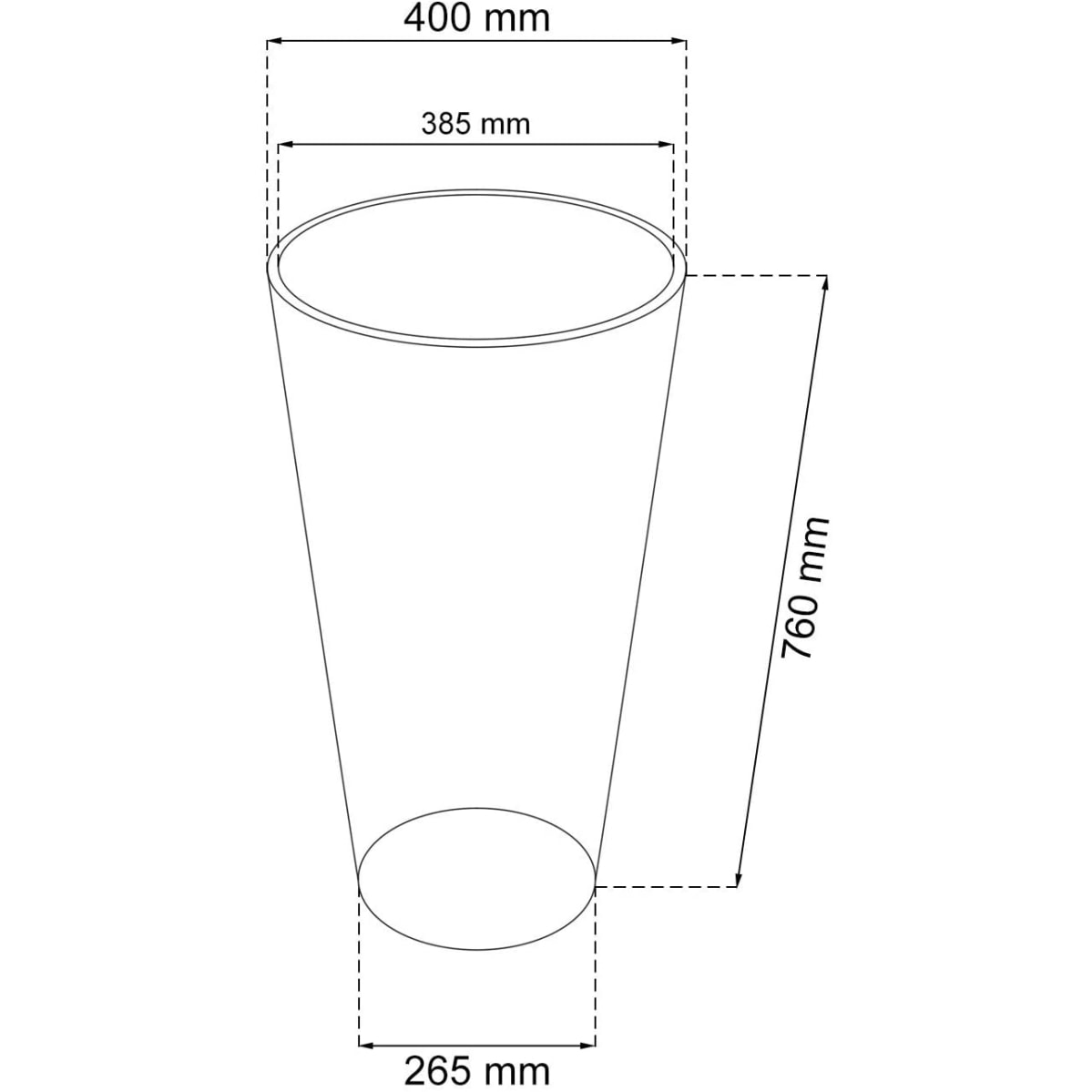 Maceta TUBO efecto rattán de 64 litros con inserto, mocca